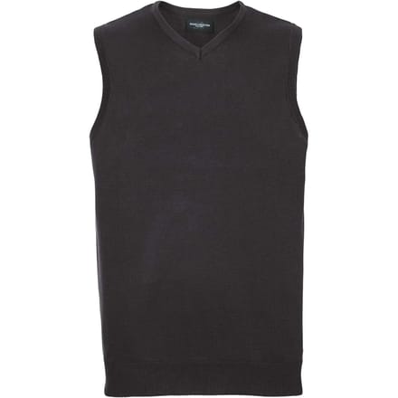Russell Collection Heren Gebreid V Hals Mouwloos Sweatshirt (Zwart)