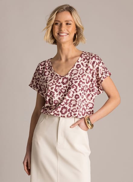 YEST Gieltje Essential Tops - Plum/Multi Colour - maat 40