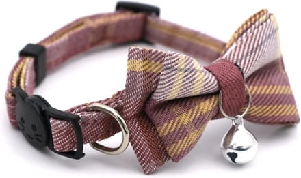 Kattenhalsband - Puppyhalsbandje met strik Bruin Ruit