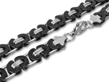 Amanto Ketting Balian Black - 316L Staal - Koningsschakel - 11mm - 55cm
