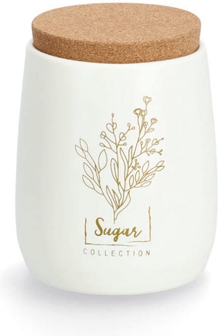 Zeller Suiker bewaarblik/bus - metaal/kurk - creme/goud - 11 x 13 cm - 750 ml