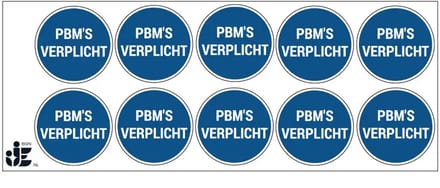 PBM's verplicht gebodssticker | 5 cm - 10 stuks per vel