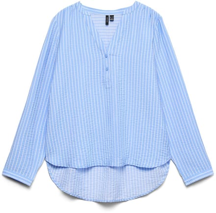 VERO MODA - VMKAJA LS V-NECK FOLD-UP TOP WVN - Dames - Blouses
