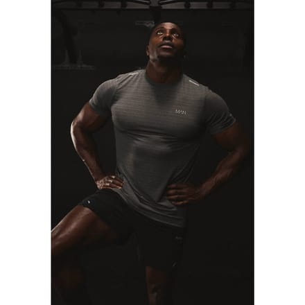 Man Active Engineered Performance Regular Fit Gym T-Shirt | Charcoal | Size Medium