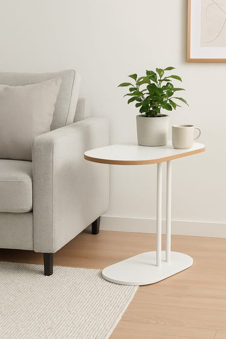 Bijzettafel – Wit – 58x34xH60 cm – Stevig - Metaal MDF – 4.15 kg