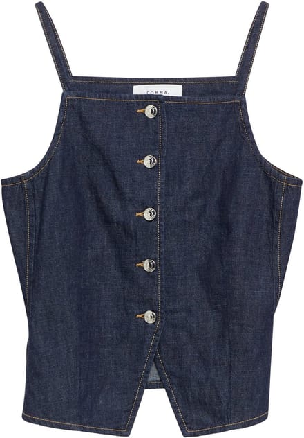 Lichte mouwloze spijkerblouse dames COMMA