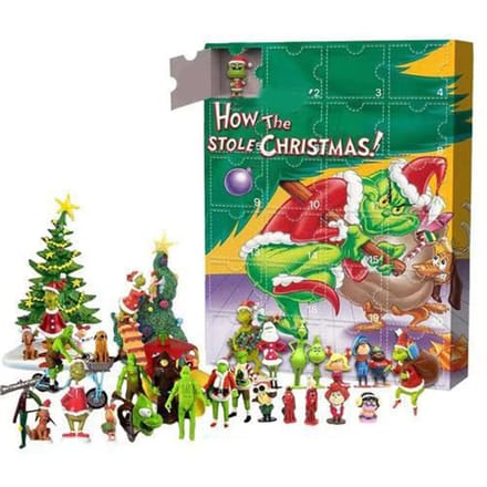 Adventskalender Figuren Schattige Cartoon Aftelkalender Blind Box voor Kinderen Cadeau Verzamelobject blue