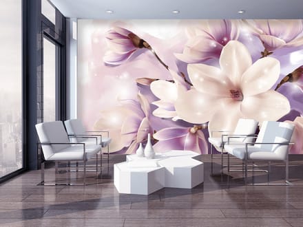 Fotobehang Vlies | Magnolia, Bloem | Paars | 368x254cm (bxh)