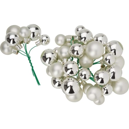 Kerstballen van glas op draad, 36 stuks, Ø 20 / 25 / 30 mm - Zilver mix
