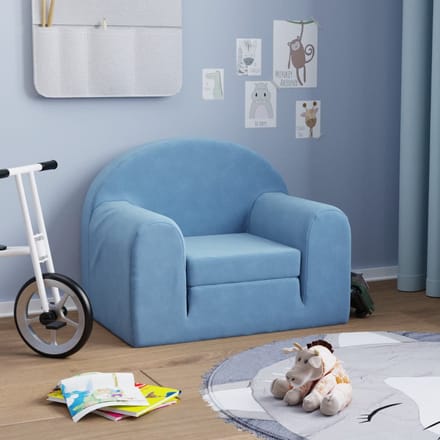 vidaXL - Kinderslaapbank - zacht - pluche - blauw