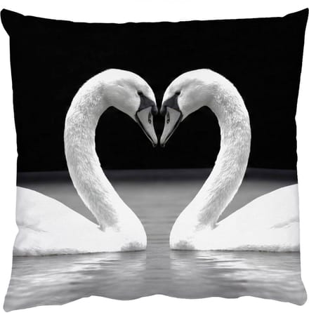 Sierkussens - Kussentjes Woonkamer - 40x40 cm - Zwanen - Hart - Zwart - Wit