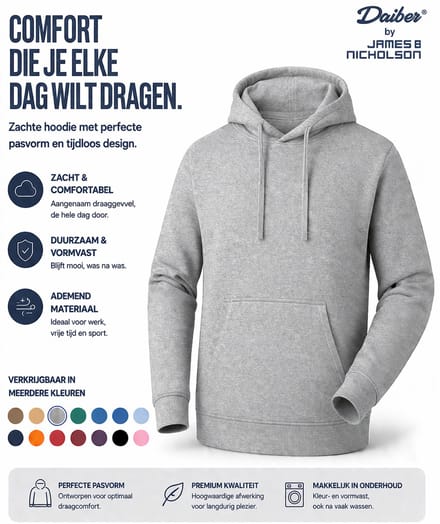 James And Nicholson Heren Basis Hoodie (Grijze Heide)