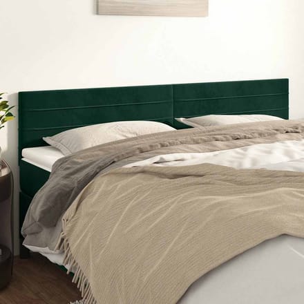 vidaXL - Hoofdborden - 200x5x78/88 - cm - fluweel - donkergroen