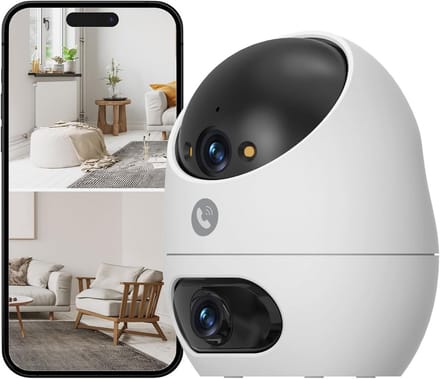Binnen Beveiligingscamera - Draadloze Camera - Huisbewaking - Dubbele Lens - 3K Resolutie - Wit
