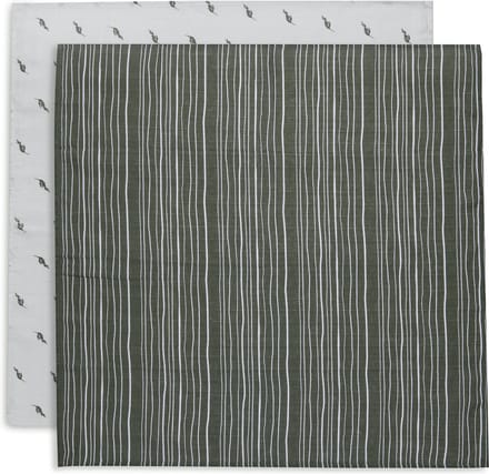 Jollein Hydrofiele Multidoek Small 70x70cm Stripe&Olive - Leaf Green - 2 Stuks