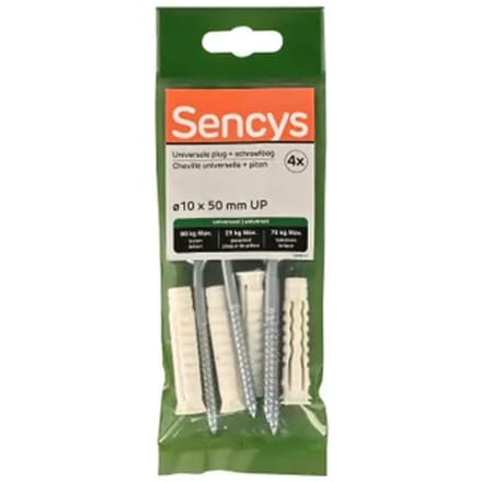 Sencys Universele Plug Nylon - Diam. 10x50mm - 4 Stuks