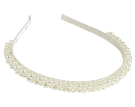Diadeem - kleine en grote pareltjes - wit - 1cm breed - bruidssieraad