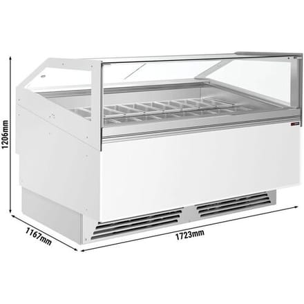 GGM Gastro Eistheke ADAM - 1700mm - Umluft - für 18x 5 Liter oder 12x 7 Liter Eisbehälter - Weiß