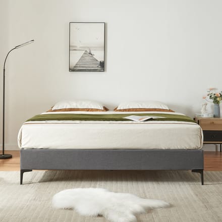Tweepersoonsbed Lilla met bedbodem 140x200 cm donkergrijs [en.casa]