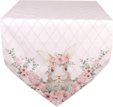 Clayre & Eef Tafelloper 50x160 cm Roze Katoen Konijn