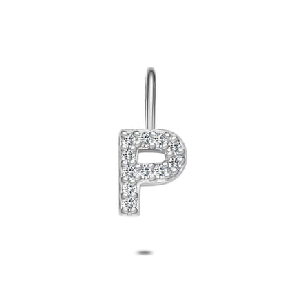Twice As Nice Hanger in zilver, letter P met steentjes