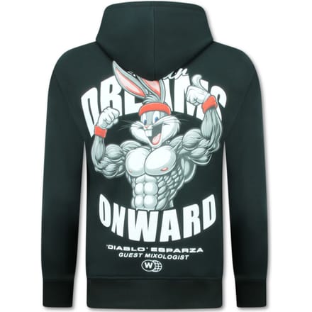 Oversized Hoodie Heren met Capuchon - Onwards Dreams - Dik Geweven - 5972 - Zwart