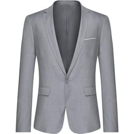 Grijze casual blazer, slim-fit zakelijke blazer