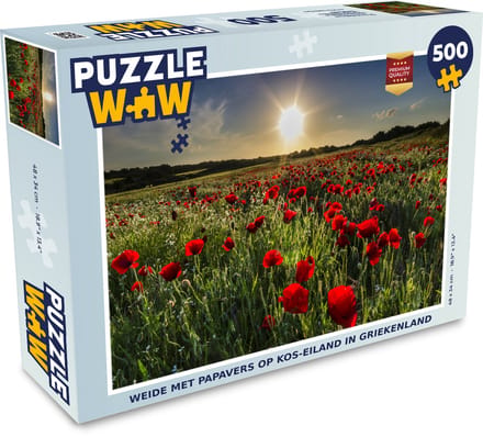 Puzzel Weide met papavers op Kos-eiland in Griekenland - Legpuzzel - Puzzel 500 stukjes