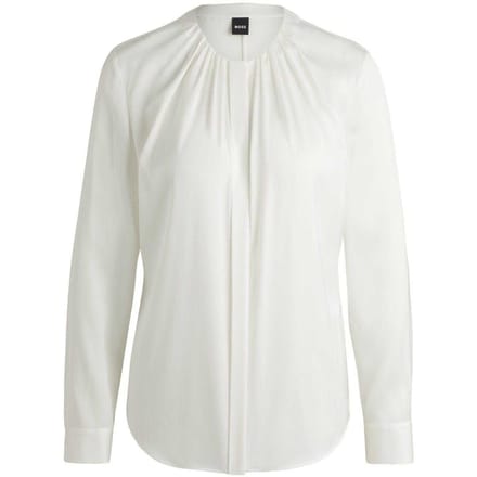 Boss Dames/Dames Zijden Regelmatige Blouse Met Lange Mouwen (Wit)