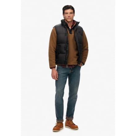 Superdry - Zwarte Puffer Bodywarmer - Heren - Gilets