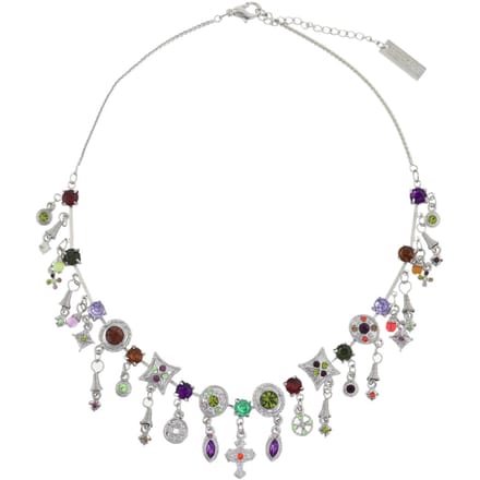 Behave - Ketting - Dames - Zilver kleur - Multi kleur Steentjes - 40 cm