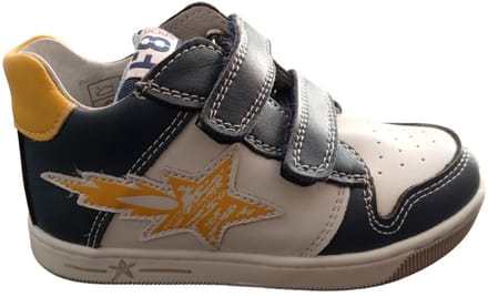 Falcotto - Frankie - Mt 29 - velcro's lederen sneakers - vlammen - navy/wit - old school