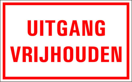 Uitgang vrijhouden sticker 320 x 200 mm