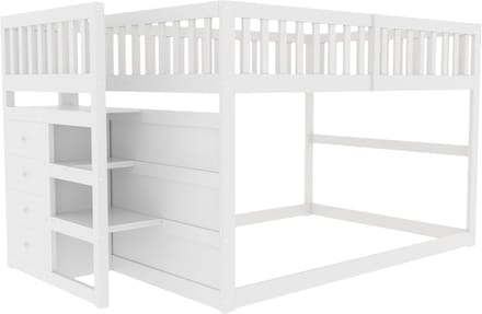 PHOEBE CAT Halfhoogslaper - 140 x 200 cm - 4 lades - Veiligheidsrail - Kinderbed - Wit