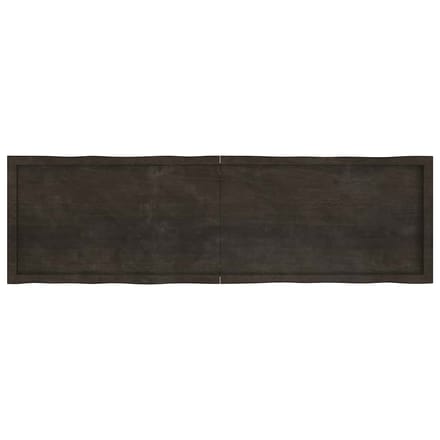 vidaXL - Tafelblad - natuurlijke - rand - 180x50x(2-4)cm - eikenhout - donkerbruin