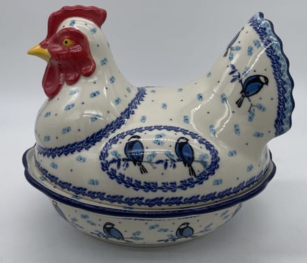 Bunzlau keramiek kip met vogels