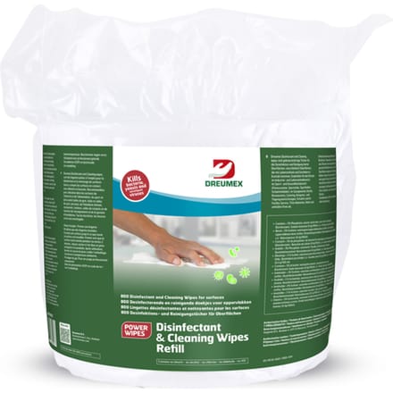 Desinfectiedoekjes Dreumex Disinfectant & Cleaning navulling 800 stuks wit