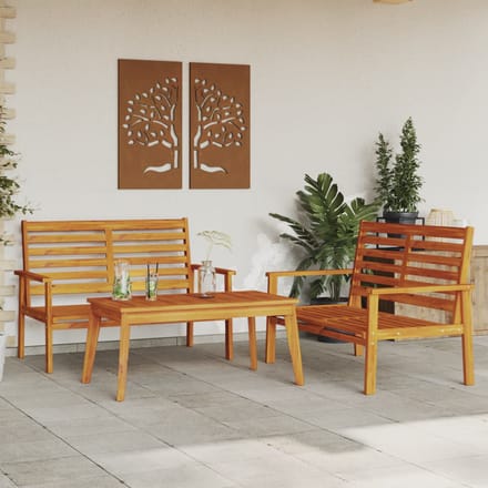 vidaXL - 3-delige - Loungeset - massief - acaciahout