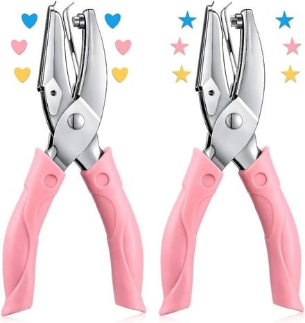 2 stuks Gatenpons Set Hart & Ster Vorm - Handmatige Papierperforator voor Knutselen en Kaarten