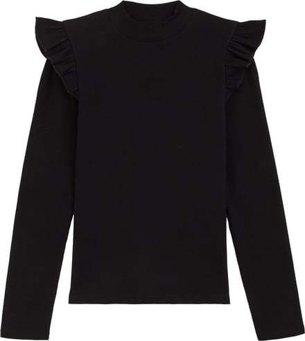 WE Fashion Meisjes geribd T-shirt met ruches