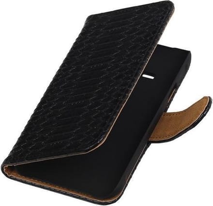 Samsung Galaxy J1 Ace - Slang Zwart Booktype Wallet Hoesje