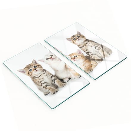Multifunctionele decoratieve glazen borden met bedrukte kleine katjes 2x30x52 cm