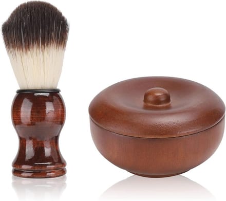 2-delige scheerborstelset met houten scheerkom voor mannen