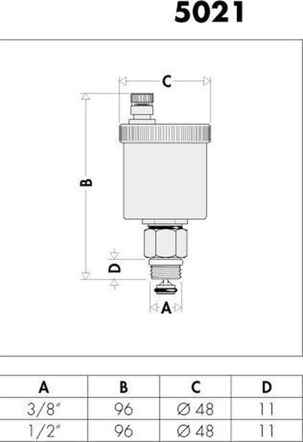 Caleffi Minical automatiche ontluchter 1/2 met klep en veiligheidskap verchroomd