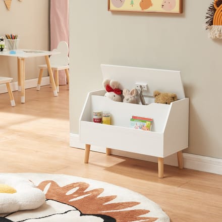 Speelgoedkist Aavanrar opbergkist wit en naturel 60x30x43 cm [en.casa]