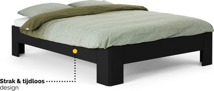 B Bright Fresh 400 Bed 90x200cm - Bedframe Zwart - Eenpersoonsbedden - Instaphoogte: 40cm