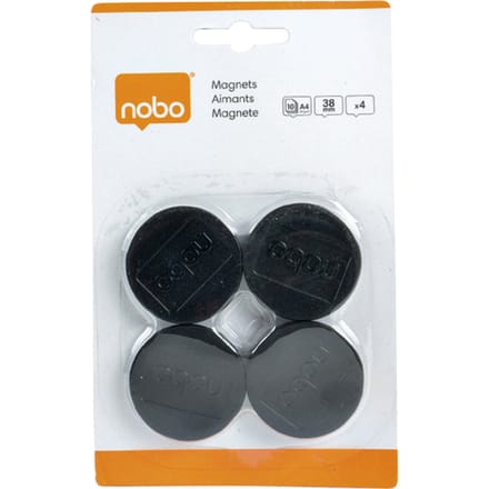 Nobo Whiteboard Magneten - 38mm - 4  Stuks - Zwart