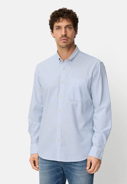 camel active Overhemd met lange mouwen en borstzak - Maat - Blauwmenswear-M
