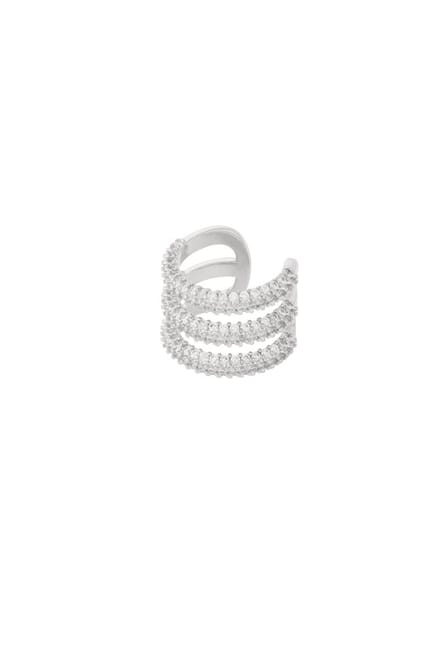 Bijoutheek Earcuff Strass Trio Steentjes Zilver