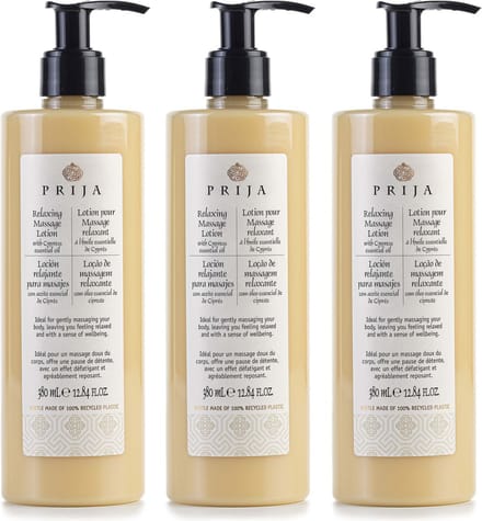 PRIJA - Ontspannende massagelotion met etherische olie van cipres, 3x 380 ml